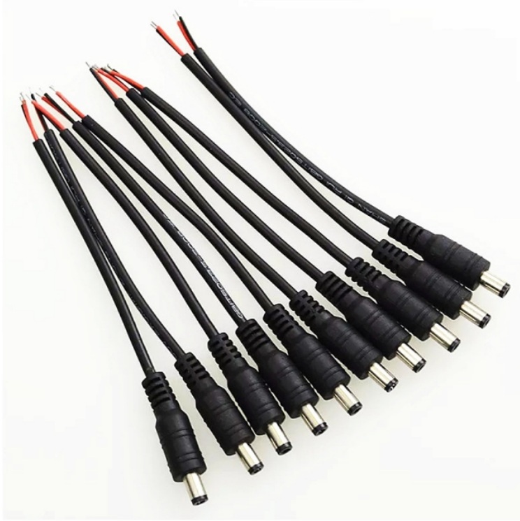 5.5mm/2.1mm DC Plugs With Wires - Male 5pcs