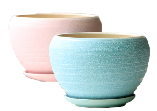 Ceramic Flower Pot - V5 matte blue + V1 matte powder