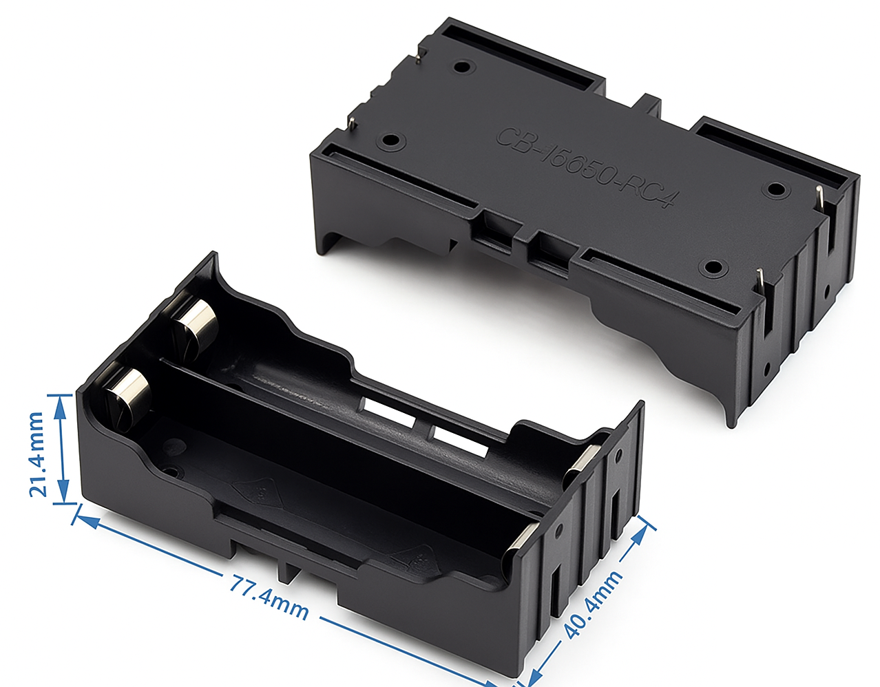 18650 Battery Holder Storage Box Case With Pins (2 Cell)