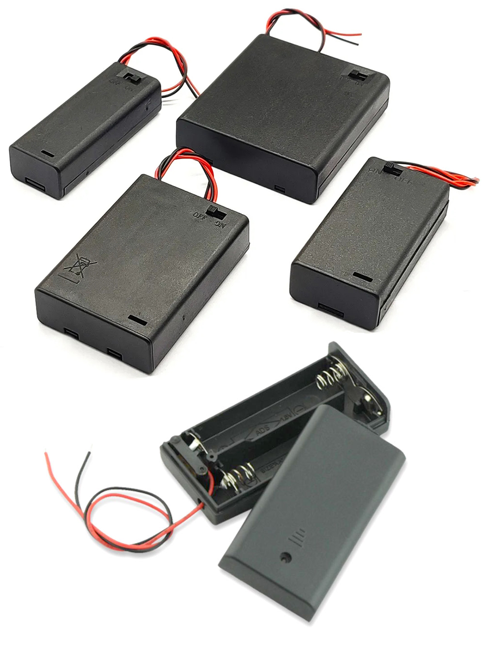 AA Battery box With Switch - (Size Selection)