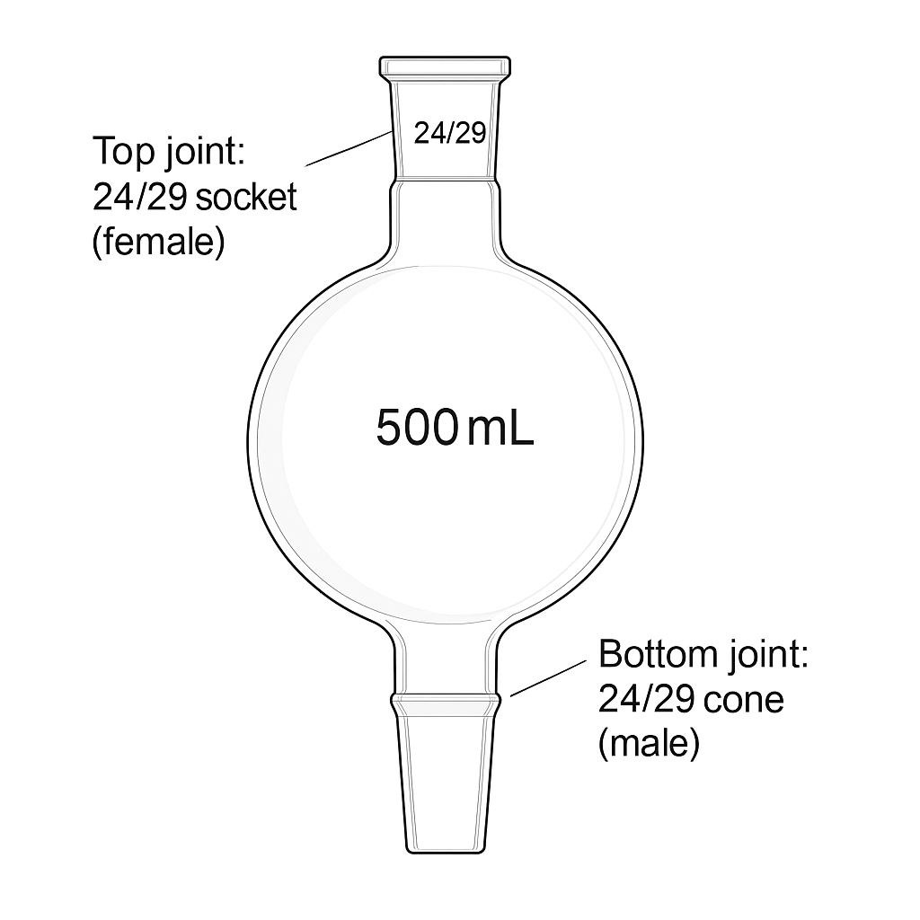 Kugelrohr Distillation Bulb 500ml 24/29