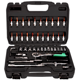 Car Repair Socket set multi-function Ratchet Wrench Set - 72-tooth curved handle ratchet set (46-piece set)