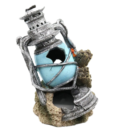 Aquarium aquatic decoration ornaments - Retro kerosene lamp