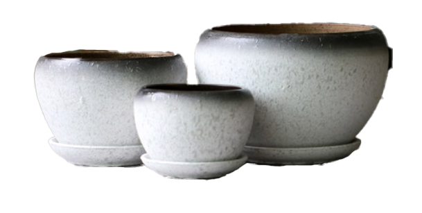 Ceramic Flower Pot - Ice silk white 3 piece set