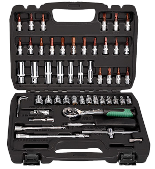 Car Repair Socket set multi-function Ratchet Wrench Set - 72-tooth curved handle ratchet set (53-piece set)